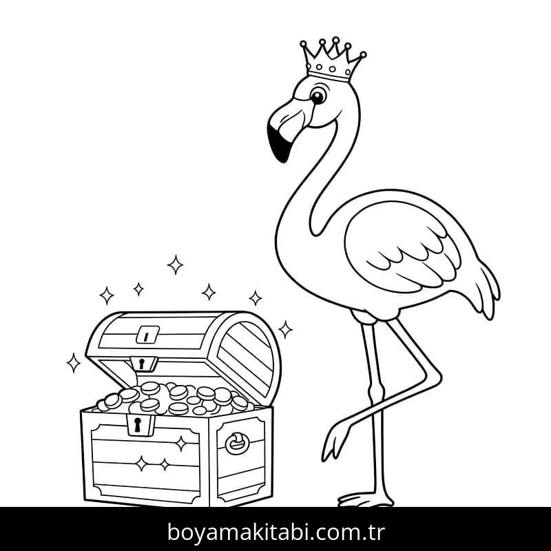 Flamingo boyama sayfası – kolay boyama, eğitici aktivite