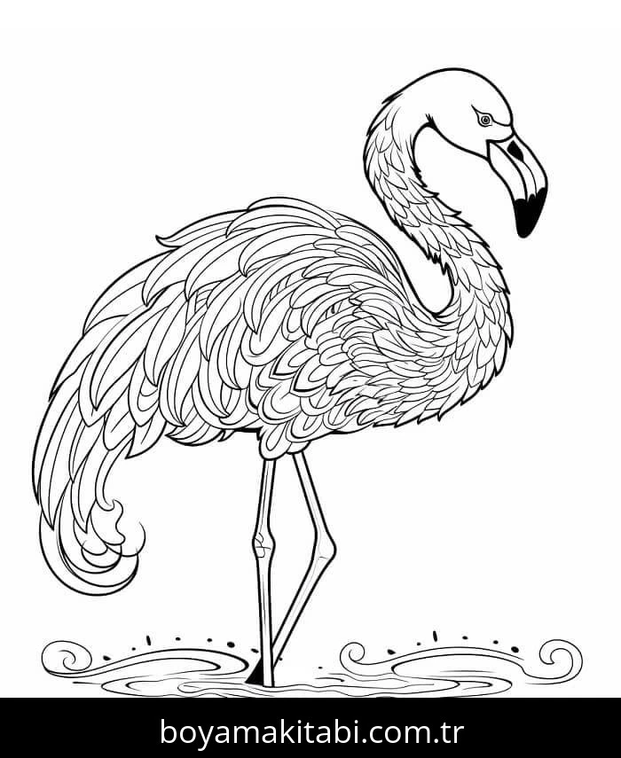 Flamingo boyama sayfası – sevimli karakter, sanatsal çalışma