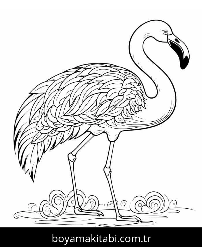 Flamingo boyama sayfası – eğitici aktivite, yaratıcılık