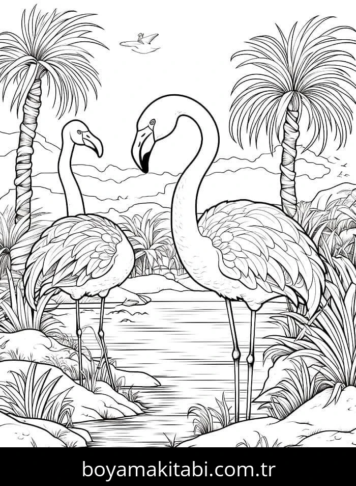 Flamingo boyama sayfası – yaratıcılığı geliştirir, keyifli zaman