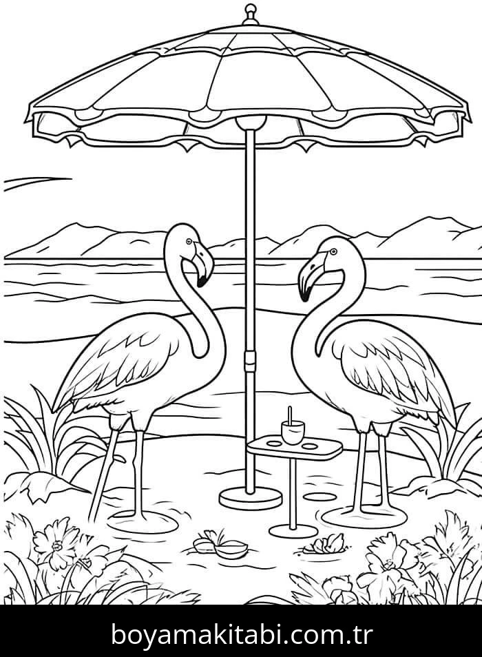 Flamingo boyama sayfası – sanatsal çalışma, çocuklar için