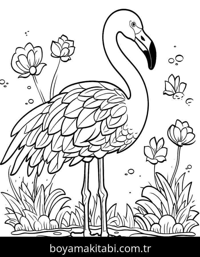Flamingo boyama sayfası – yaratıcılık, eğlenceli etkinlik