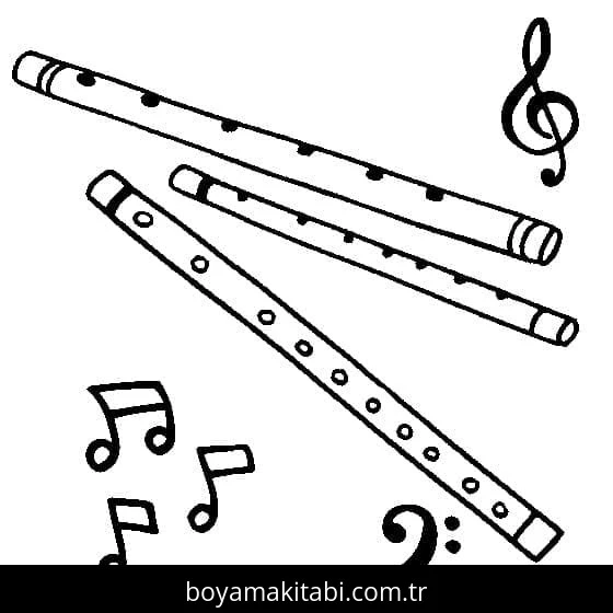 Flüt boyama sayfası – basit çizim, kolay boyama