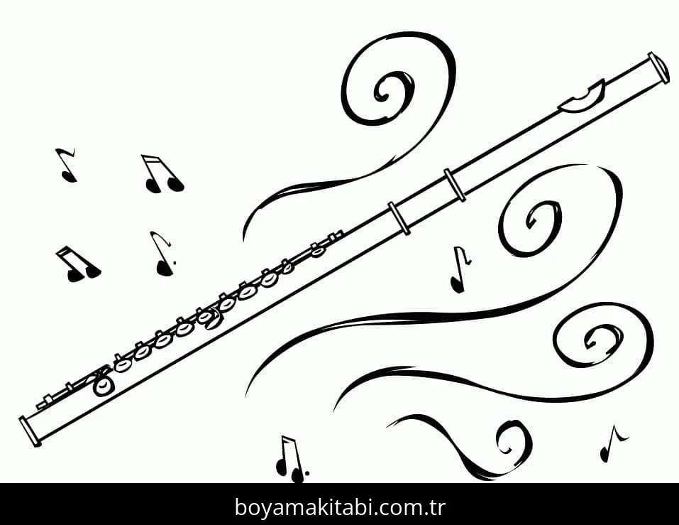 Flüt boyama sayfası – renkli çizimler, okul öncesi