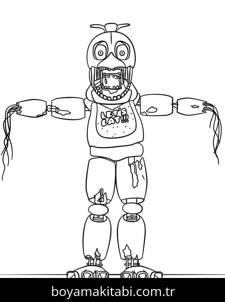 FNAF boyama sayfası – basit çizim, kolay boyama