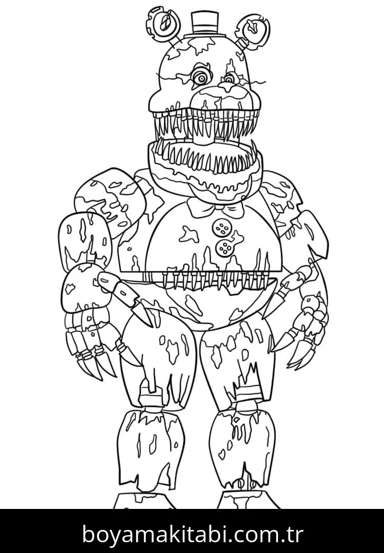 FNAF boyama sayfası – boyama çalışması, yaratıcılığı geliştirir