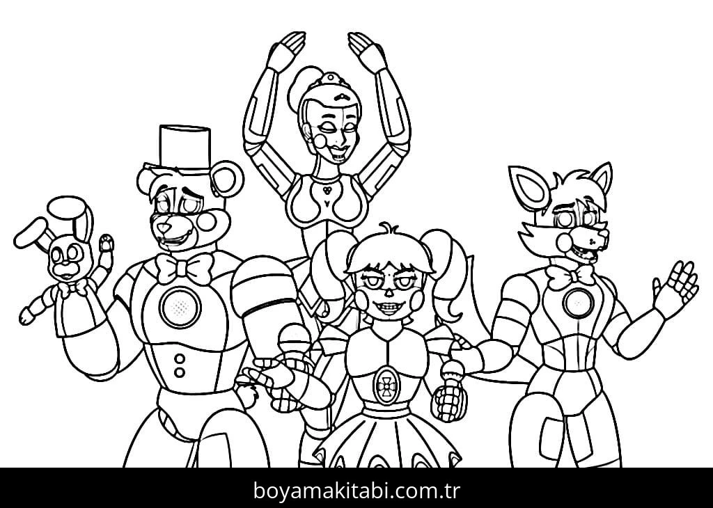 FNAF boyama sayfası – renkli çizimler, okul öncesi