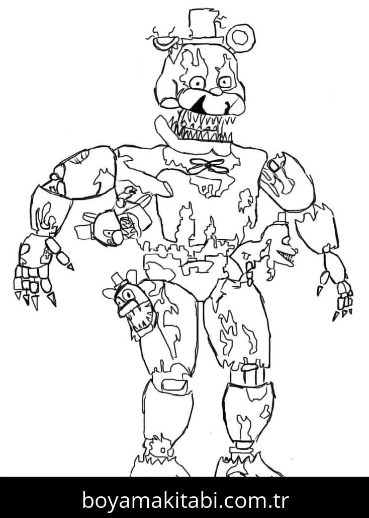 FNAF boyama sayfası – sanatsal çalışma, çocuklar için