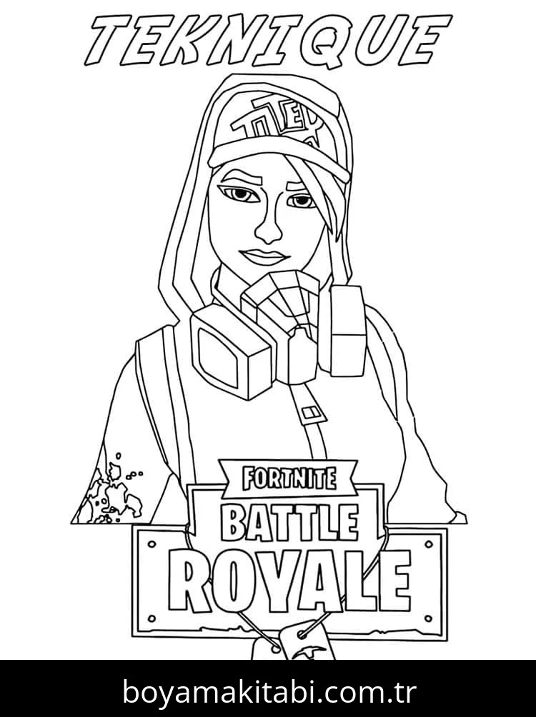 Fortnite boyama sayfası – çizgi film temalı, basit çizim