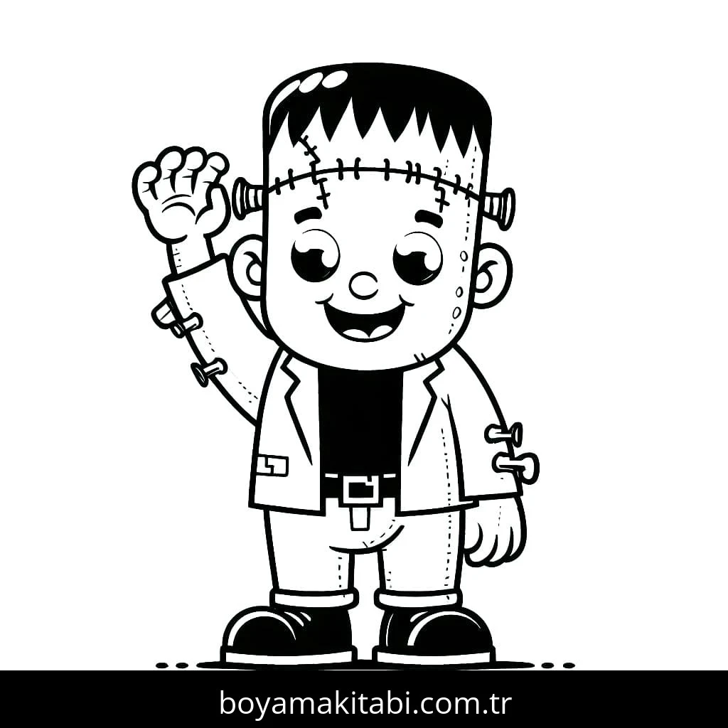 Frankenstein boyama sayfası – PDF indir, sevimli karakter
