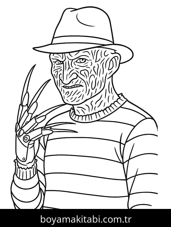 Freddy Krueger boyama sayfası – çocuklar için, çizgi film temalı
