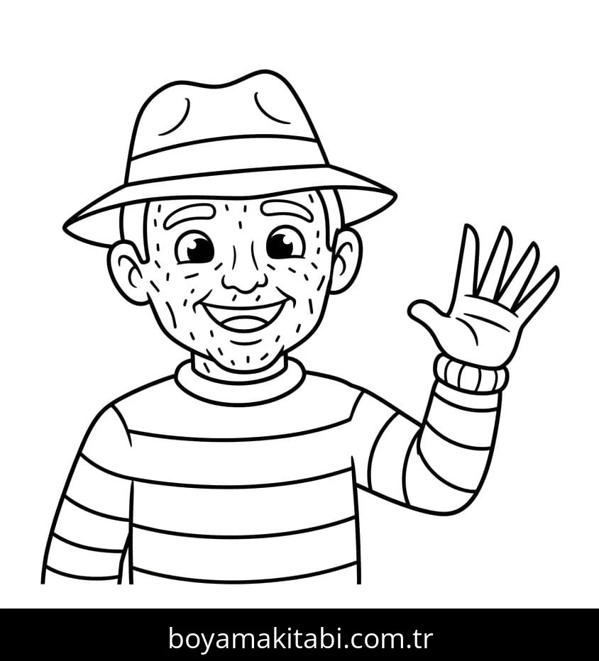 Freddy Krueger boyama sayfası – kolay boyama, eğitici aktivite