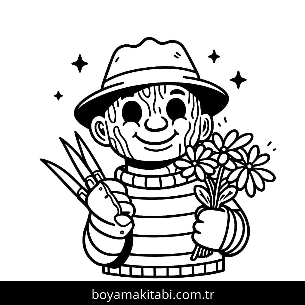 Freddy Krueger boyama sayfası – boyama etkinliği, çocuk aktivitesi