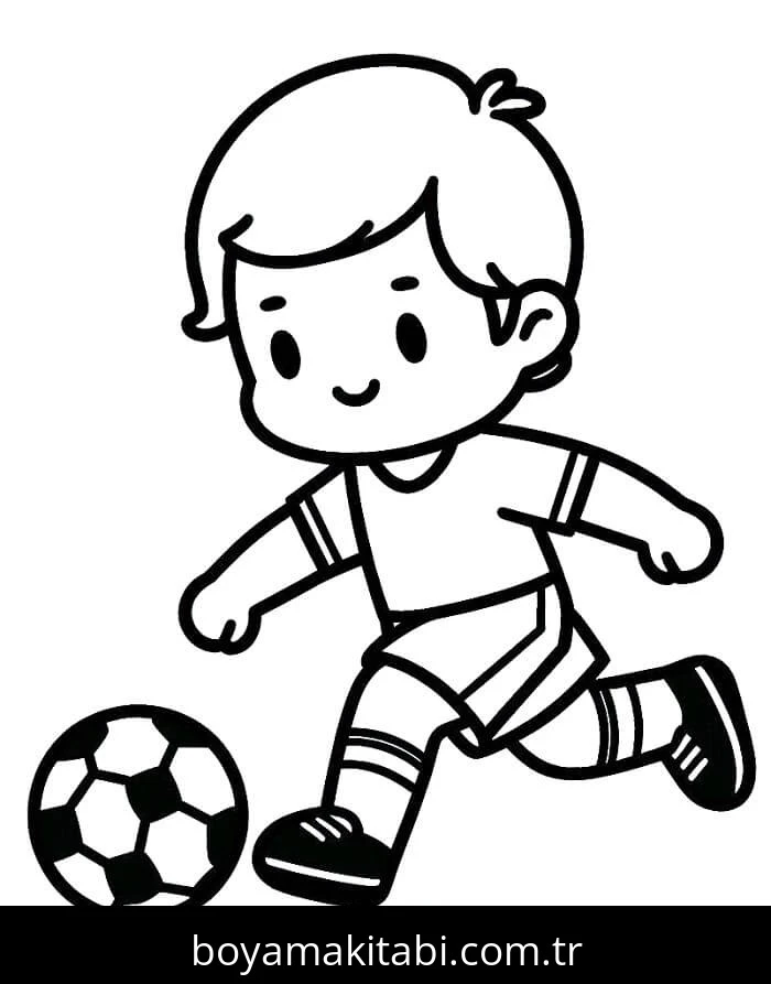 Futbol boyama sayfası – PDF indir, sevimli karakter