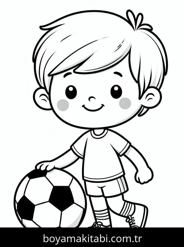 Futbol boyama sayfası – çizgi film temalı, basit çizim