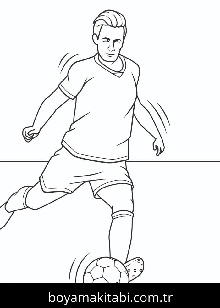 Futbol boyama sayfası – basit çizim, kolay boyama