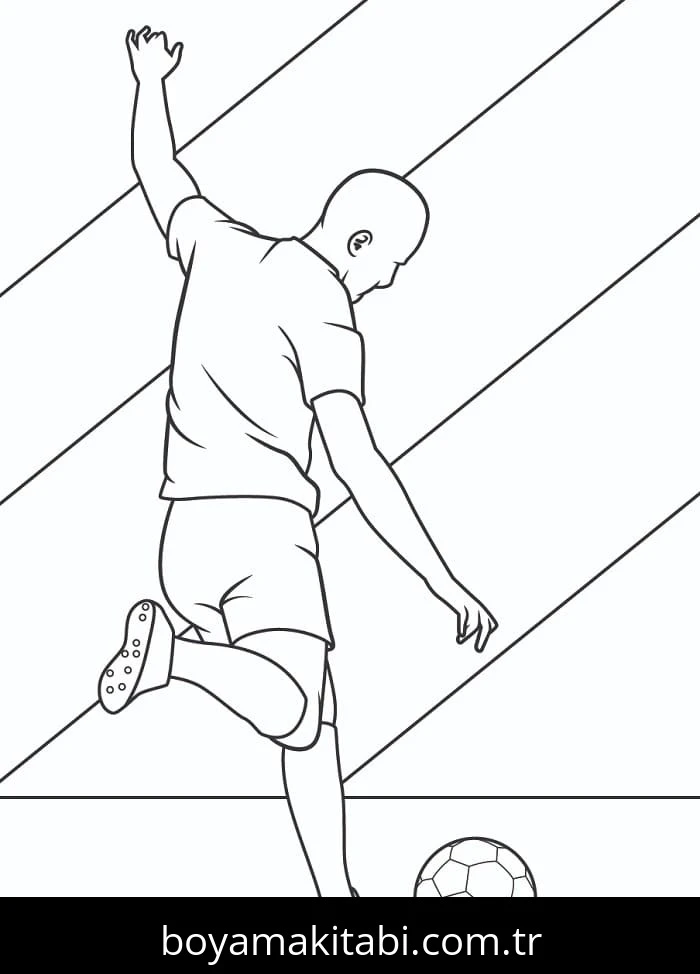 Futbol boyama sayfası – PDF indir, sevimli karakter