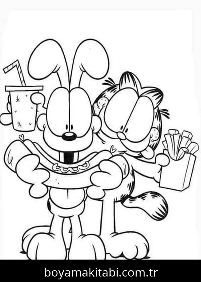 Garfield boyama sayfası #104 – dikkat ve odaklanma geliştirir, A4 baskıya uygun