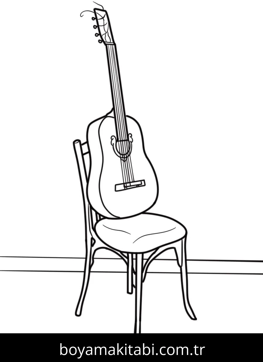 Gitar boyama sayfası – okul öncesi, evde etkinlik
