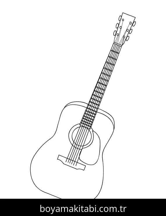 Gitar boyama sayfası – eğitici aktivite, yaratıcılık