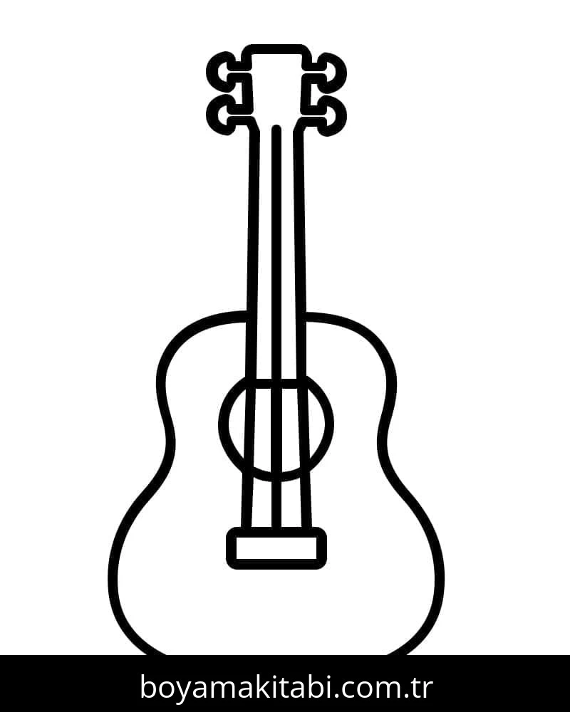Gitar boyama sayfası – keyifli zaman, renkli çizimler