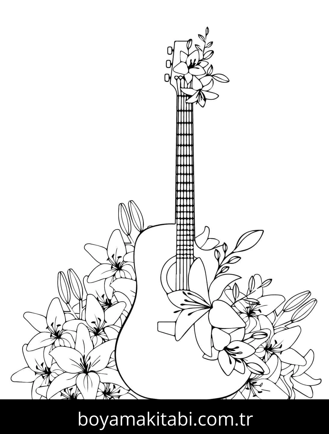Gitar boyama sayfası – evde etkinlik, ücretsiz yazdır