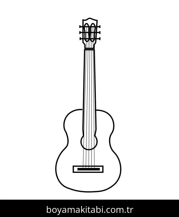 Gitar boyama sayfası – çocuk aktivitesi, PDF indir