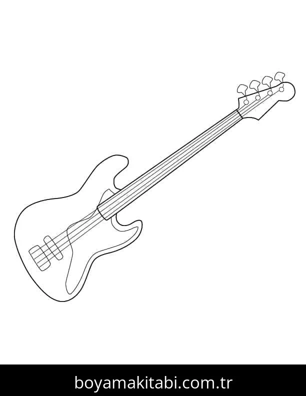 Gitar boyama sayfası – PDF indir, sevimli karakter