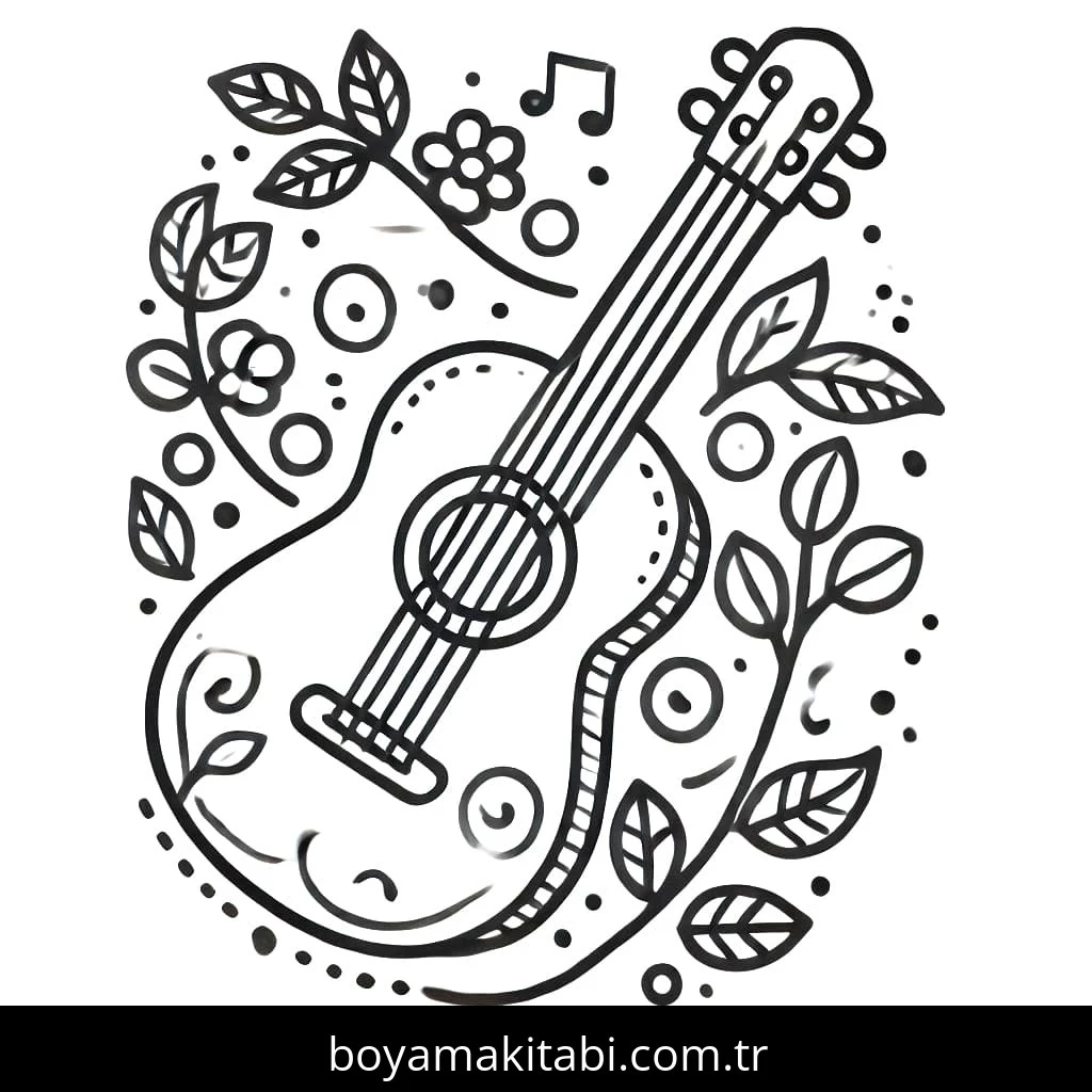 Gitar boyama sayfası – okul öncesi, evde etkinlik