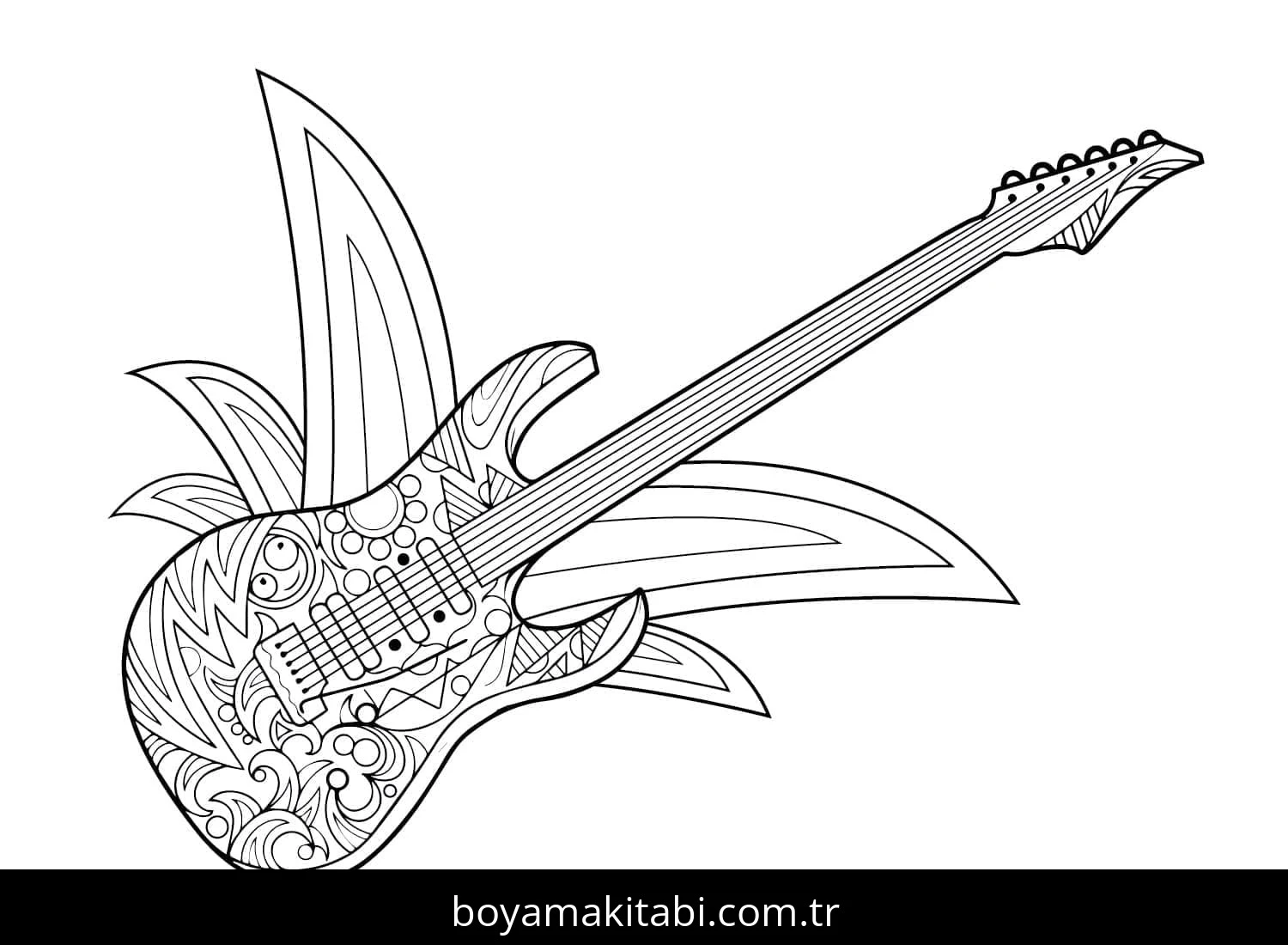 Gitar boyama sayfası – boyama etkinliği, çocuk aktivitesi