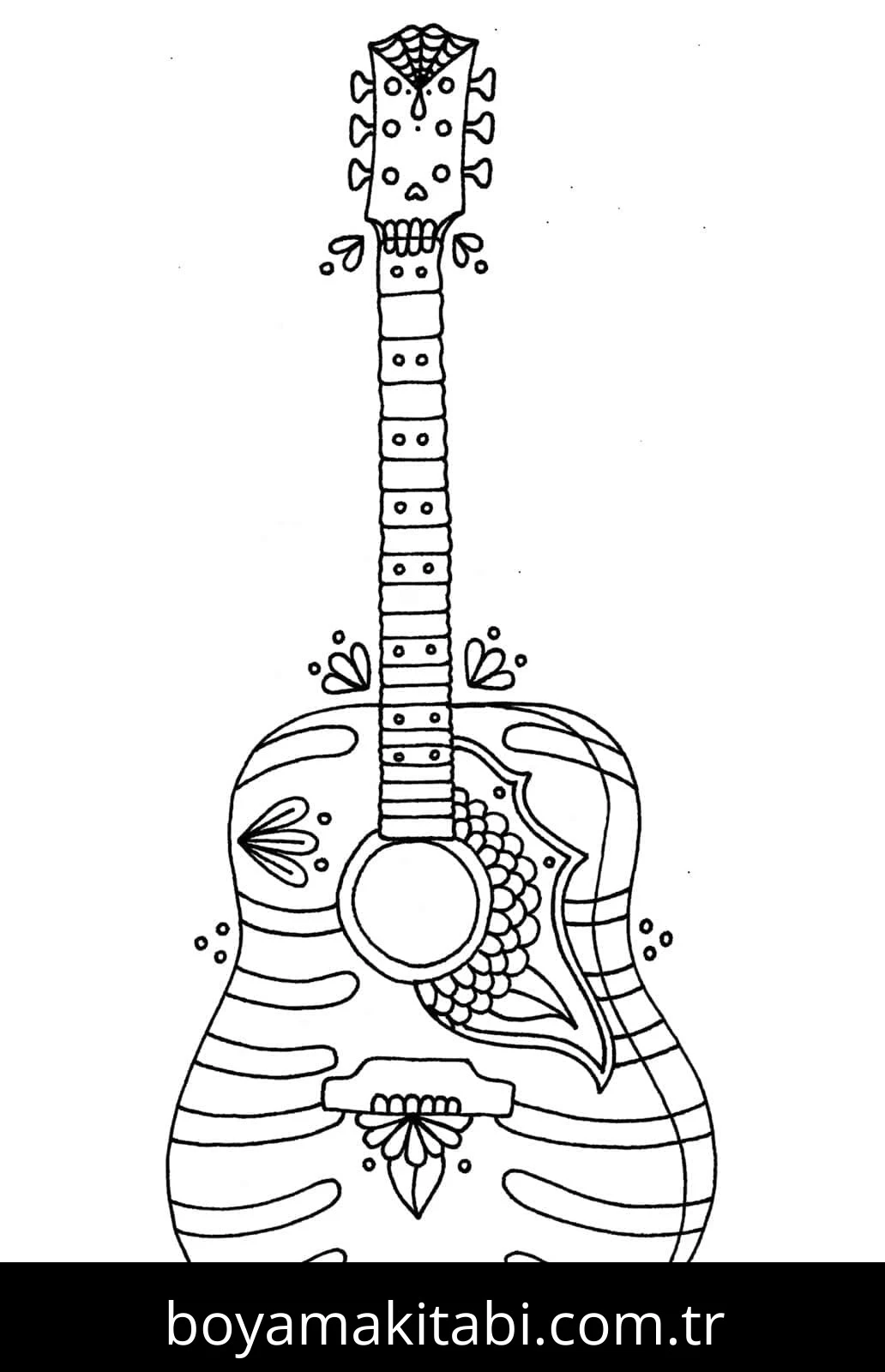 Gitar boyama sayfası – eğitici aktivite, yaratıcılık