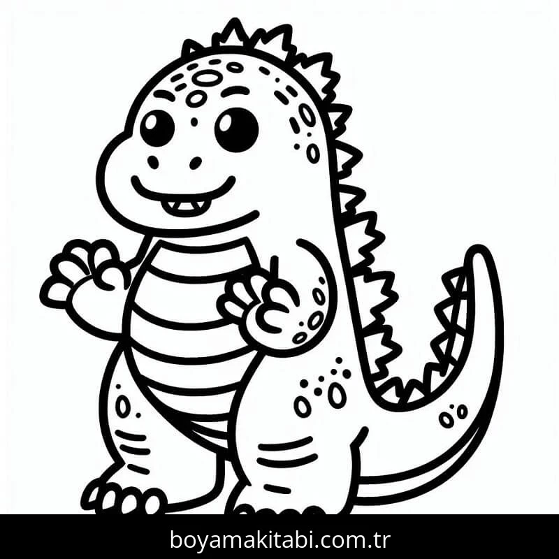 Godzilla boyama sayfası – sanatsal çalışma, çocuklar için