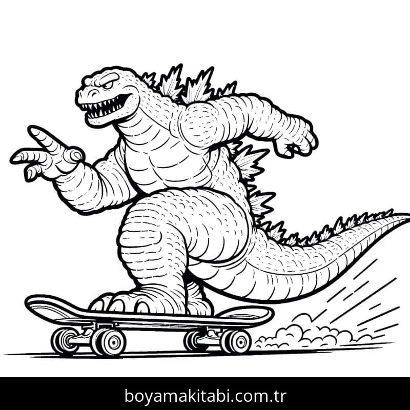 Godzilla boyama sayfası – renkli çizimler, okul öncesi