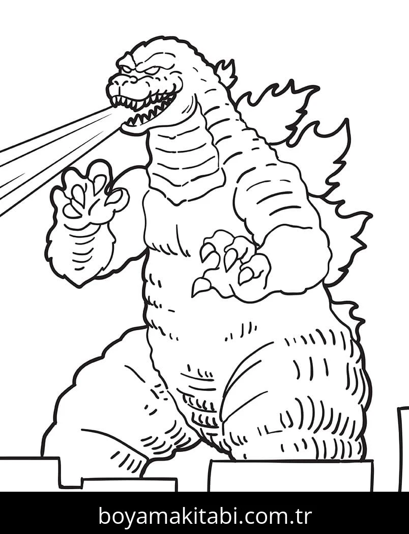 Godzilla boyama sayfası – eğlenceli etkinlik, el becerilerini geliştirir