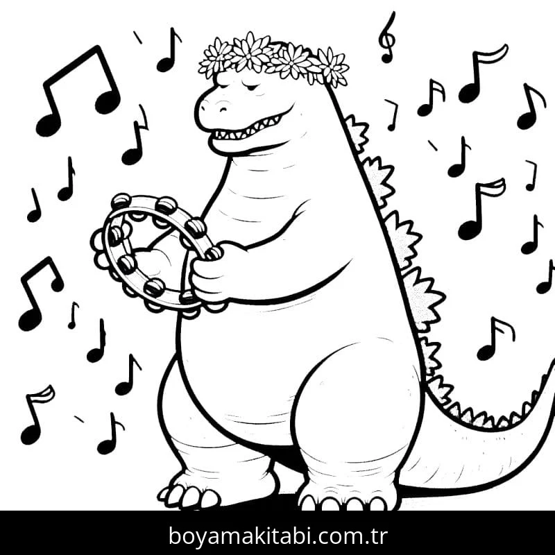 Godzilla boyama sayfası – sanatsal çalışma, çocuklar için