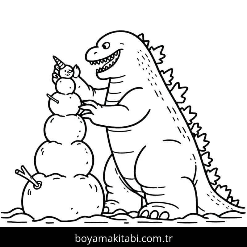 Godzilla boyama sayfası – boyama çalışması, yaratıcılığı geliştirir