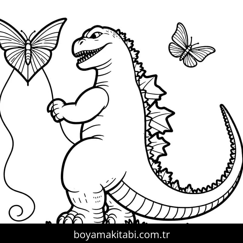 Godzilla boyama sayfası – okul öncesi, evde etkinlik