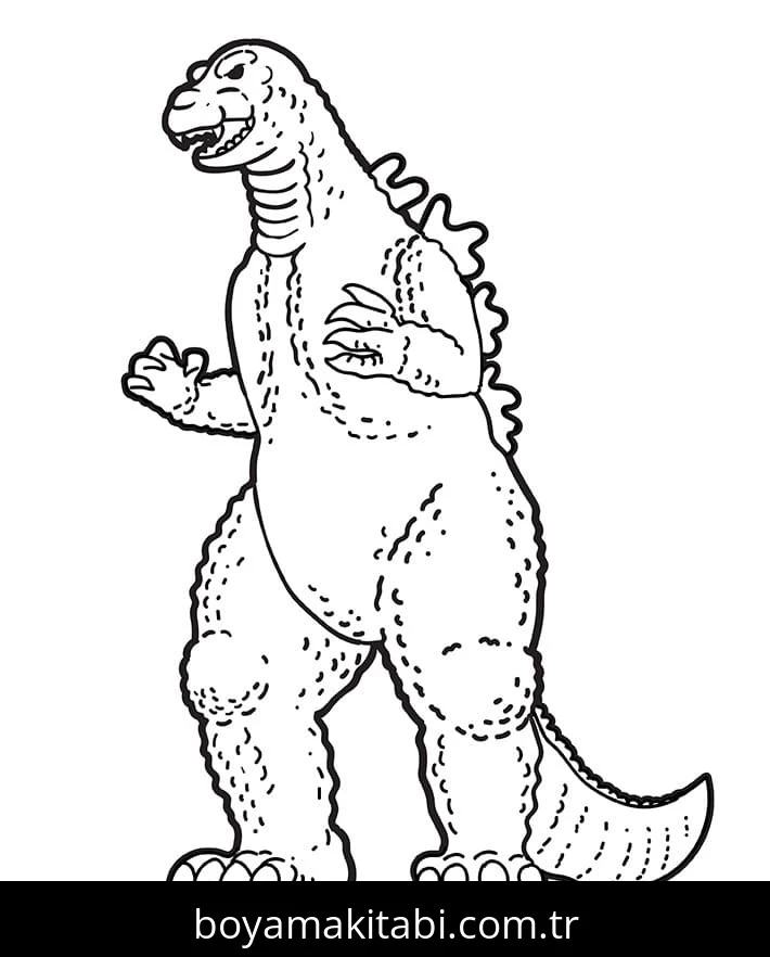 Godzilla boyama sayfası – el becerilerini geliştirir, boyama çalışması