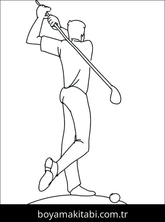 Golf boyama sayfası – basit çizim, kolay boyama