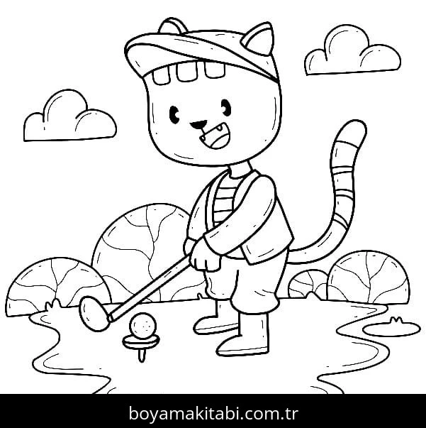 Golf boyama sayfası – kolay boyama, eğitici aktivite