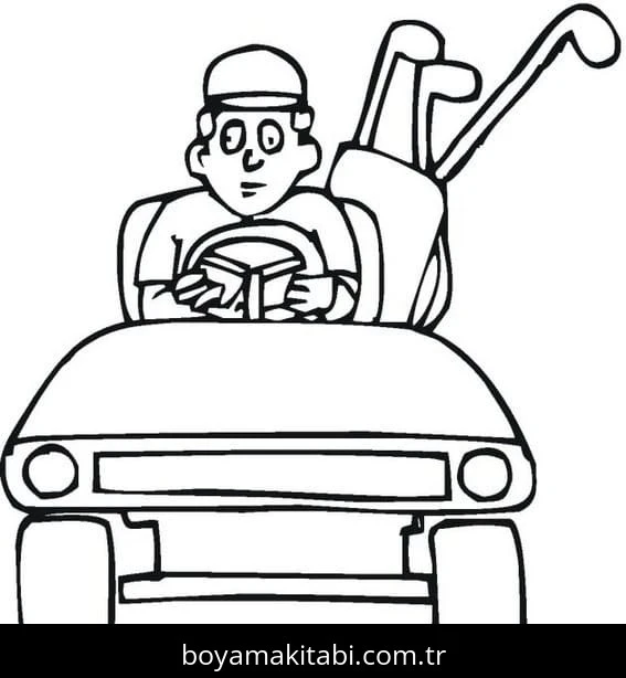 Golf boyama sayfası – basit çizim, kolay boyama