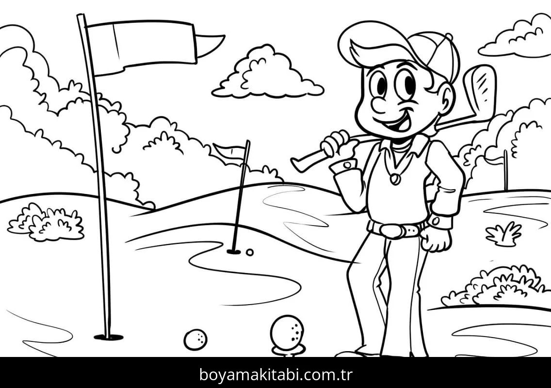 Golf boyama sayfası – renkli çizimler, okul öncesi