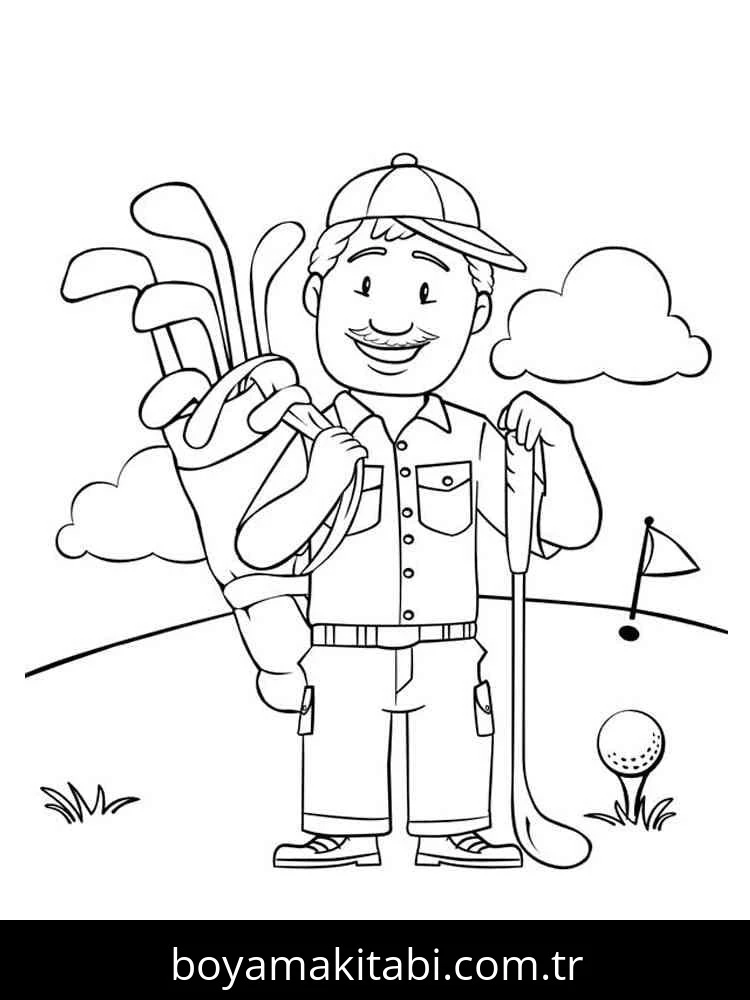 Golf boyama sayfası – boyama etkinliği, çocuk aktivitesi