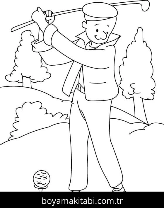 Golf boyama sayfası – çocuk aktivitesi, PDF indir