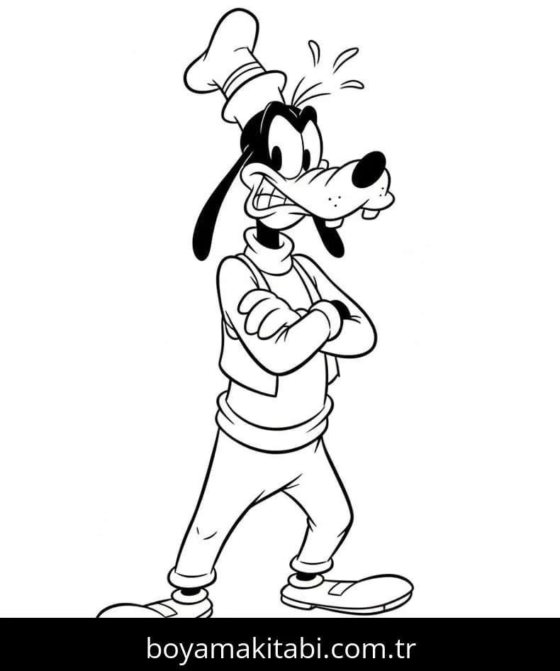 Goofy boyama sayfası – eğlenceli etkinlik, el becerilerini geliştirir