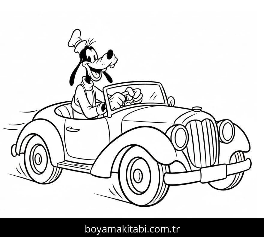 Goofy boyama sayfası – çocuk aktivitesi, PDF indir