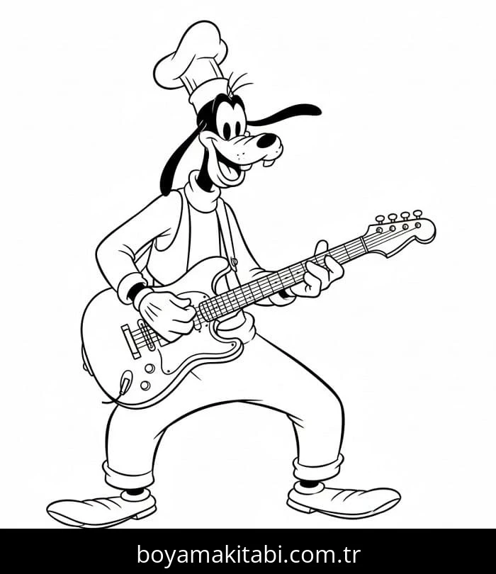 Goofy boyama sayfası – basit çizim, kolay boyama
