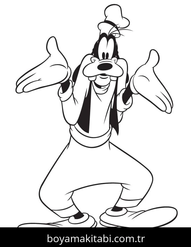 Goofy boyama sayfası – eğlenceli etkinlik, el becerilerini geliştirir