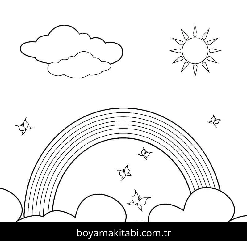 Gökkuşağı boyama sayfası – yaratıcılığı geliştirir, keyifli zaman