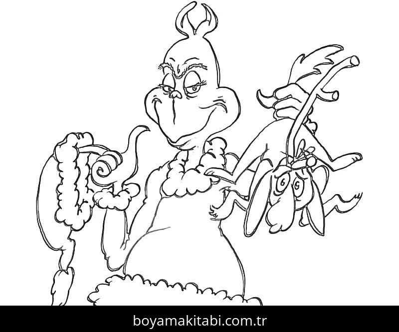 Grinç boyama sayfası – el becerilerini geliştirir, boyama çalışması